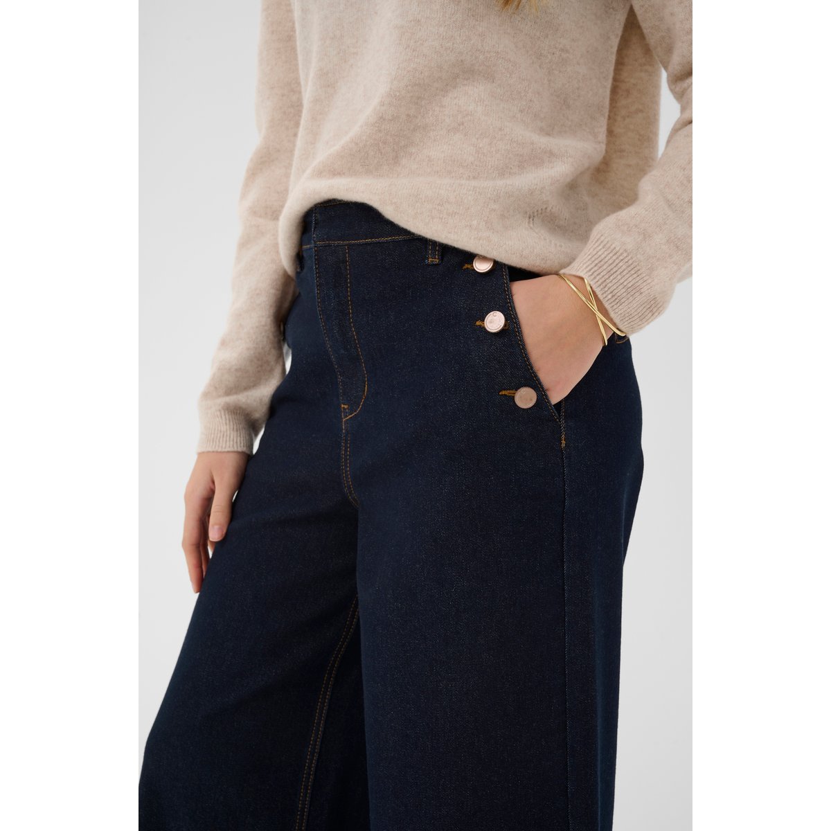 Jeans bleu cape breton rinse blue denim, CREAM