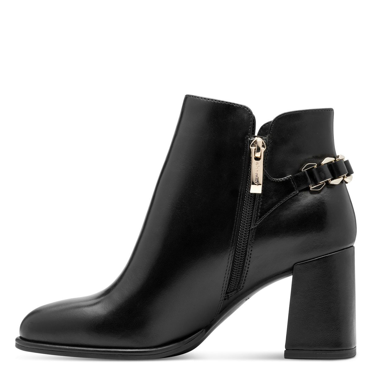Bottines en cuir noir, TAMARIS