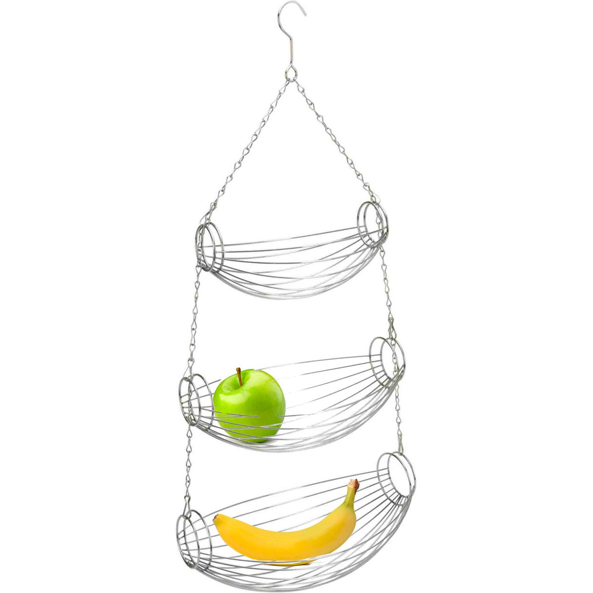 Corbeille à fruits suspendue 3 paniers 72cm chrome/inox, WADIGA