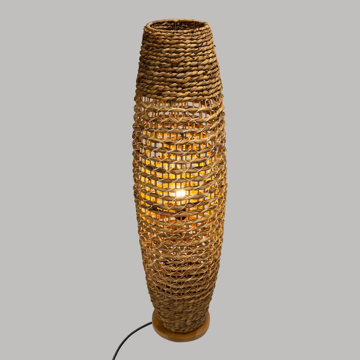 Lampadaire en papier tressé sur base bois de hêtre SAND beige, ATMOSPHERA