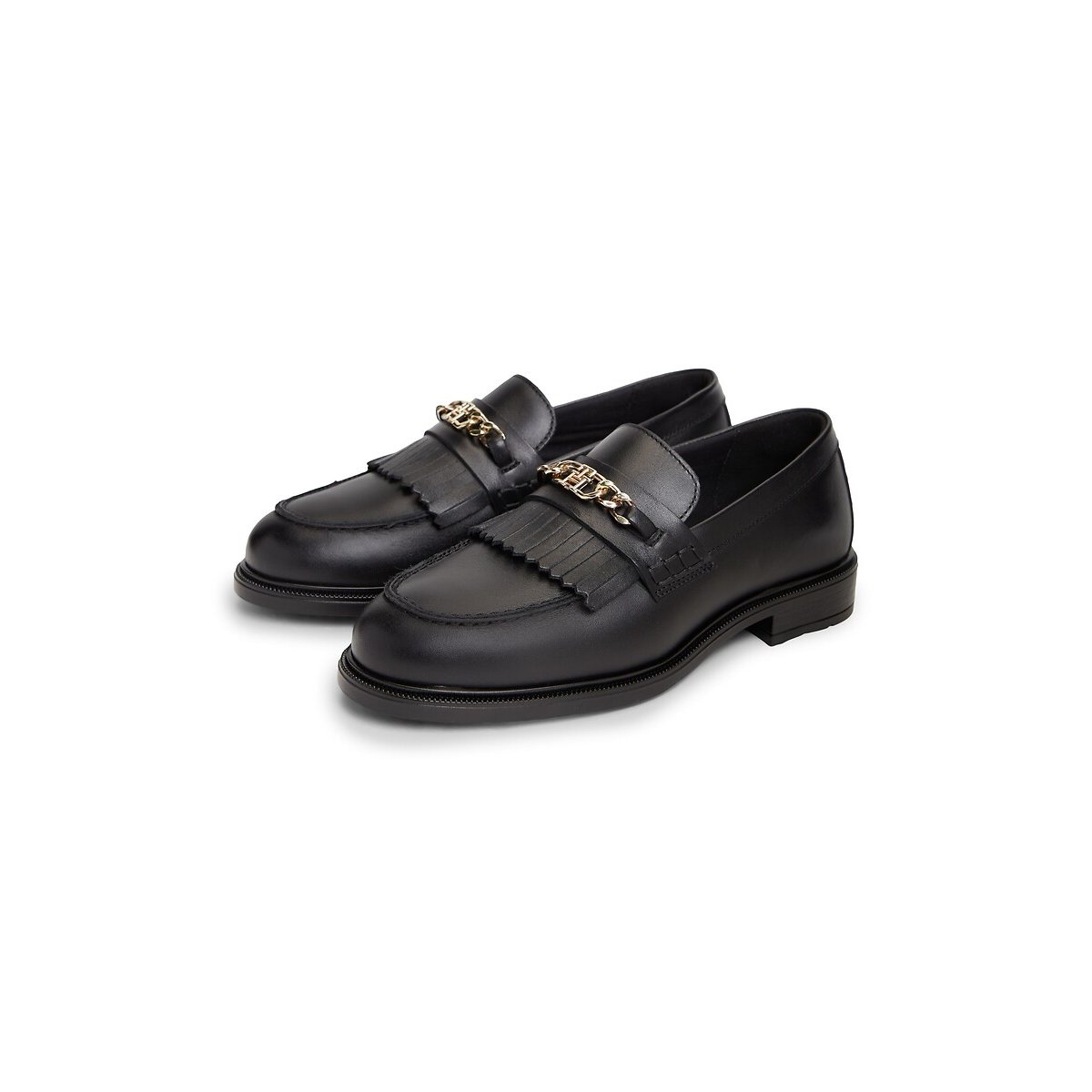 Mocasines de piel con flecos negro, TOMMY HILFIGER