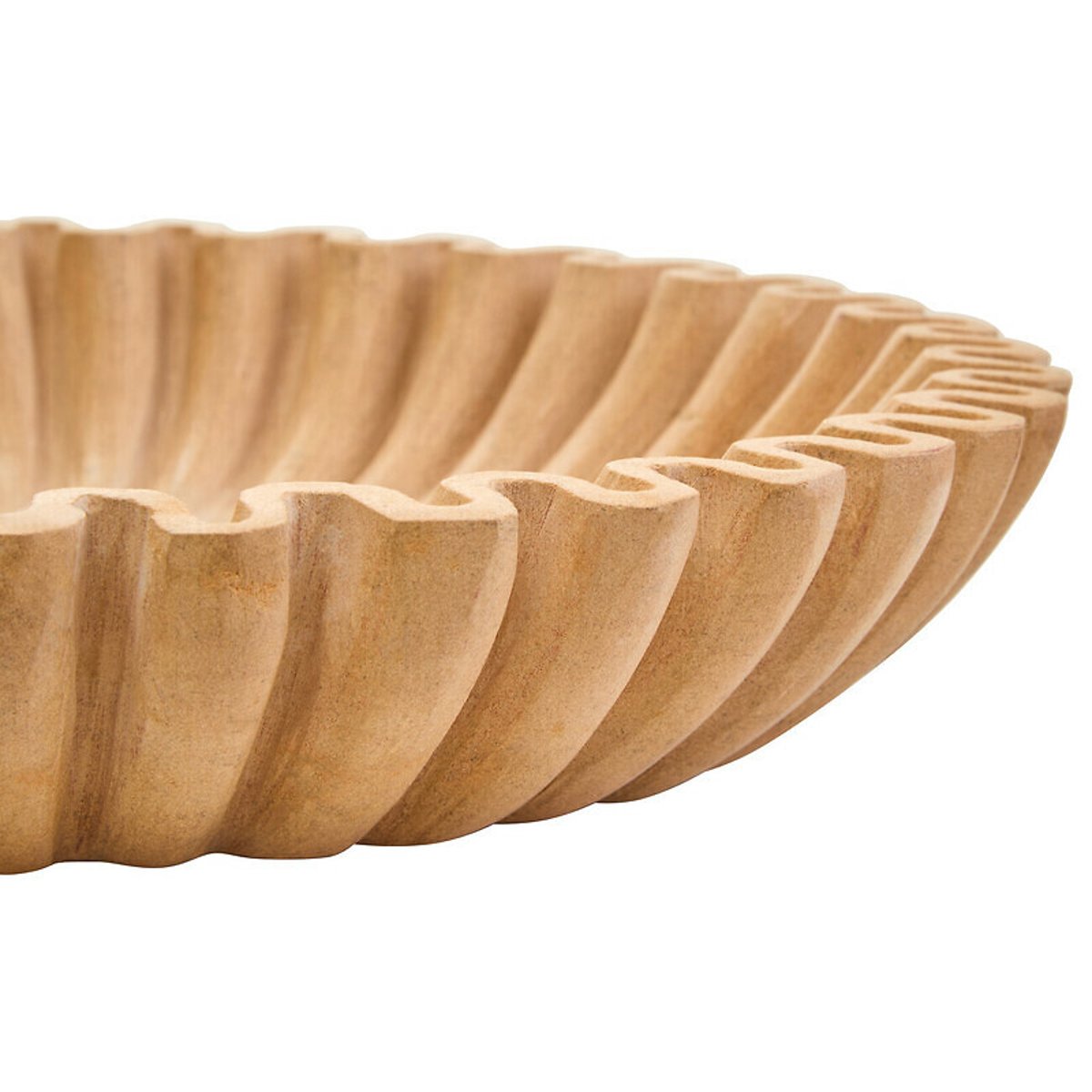Large Decorative Fluted Marble Bowl in Ochre yellow, FIFTY FIVE SOUTH