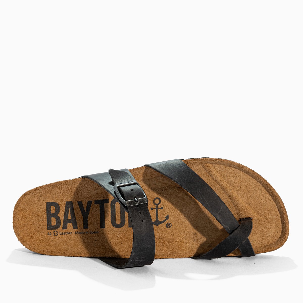Tongs en cuir DIANE anthracite, BAYTON