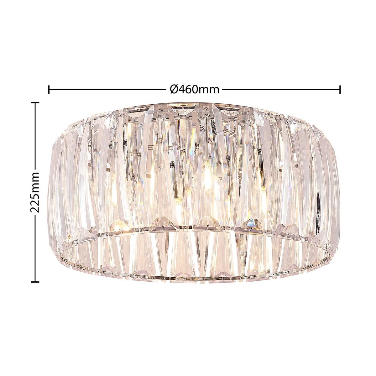 Plafonnier moderne, Sofia transparent, chrome, LINDBY