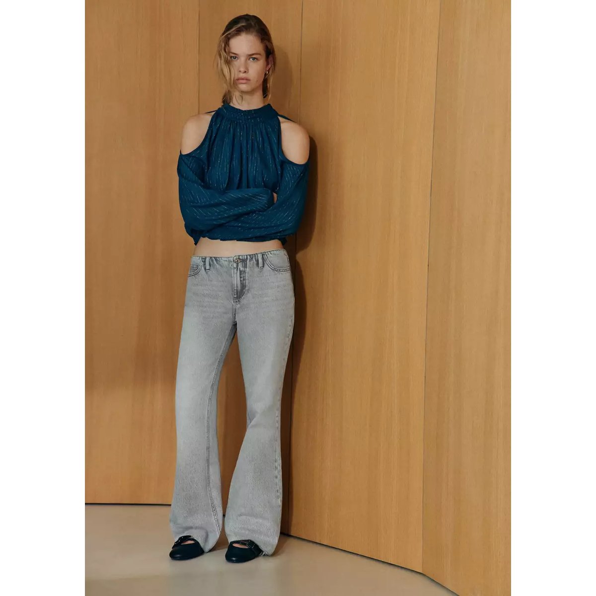 Jean bootcut taille basse gris denim, MANGO TEEN