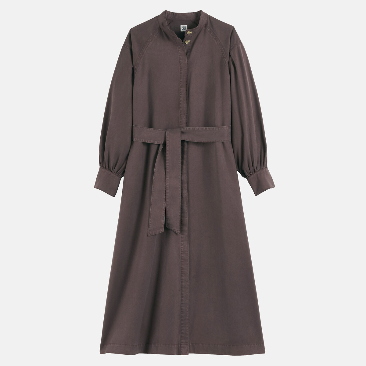 Lyocell/Cotton Puff Sleeve Maxi Dress brown, LA REDOUTE COLLECTIONS