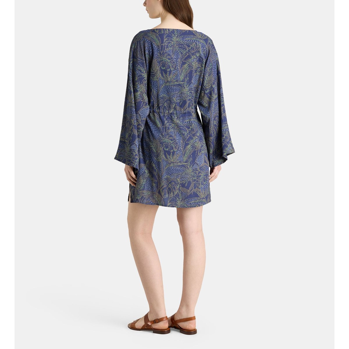 Kimono court prisca motif floral bleu marine, GALERIES LAFAYETTE