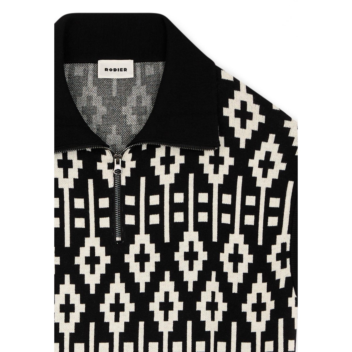 Pull manches courtes jacquard noir, RODIER