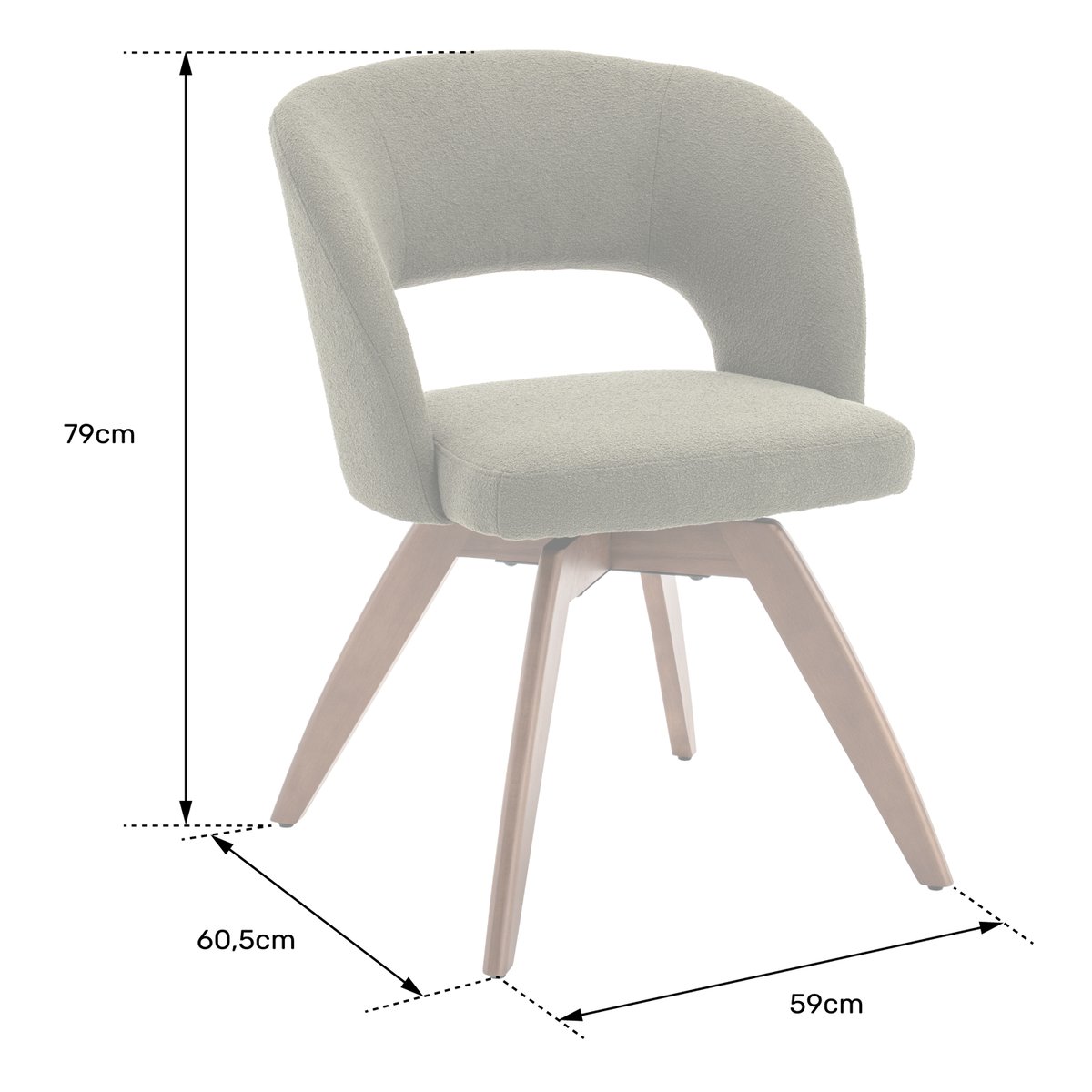 Lot de 2 chaises en bois et tissu boucle, HOLLY beige, bois foncé, HAPPY GARDEN