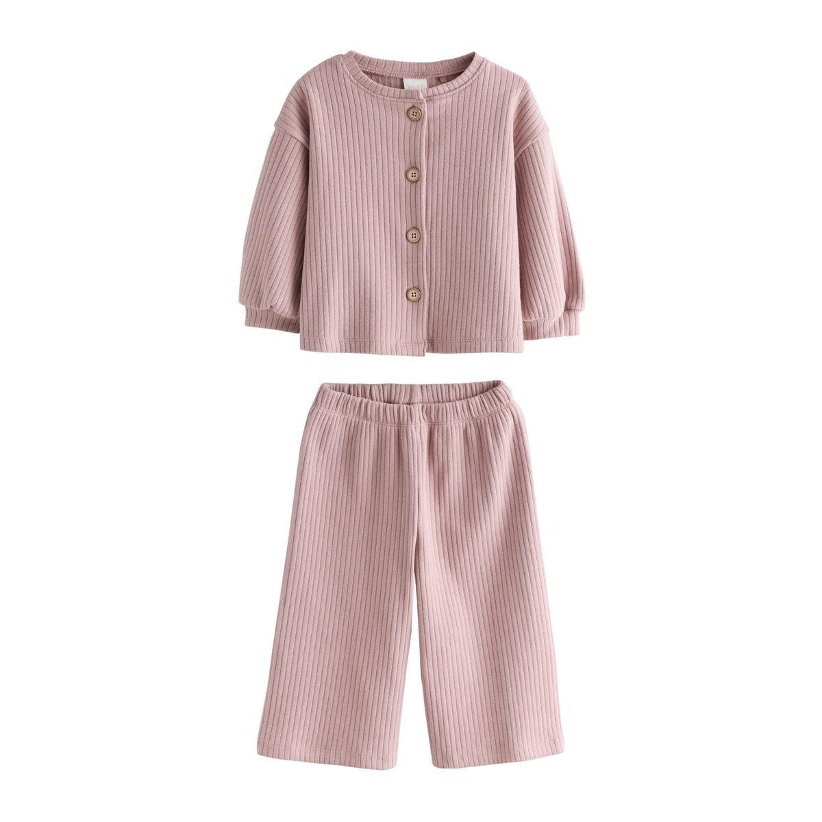 Ensemble cardigan côtelé et pantalon rose, NEXT