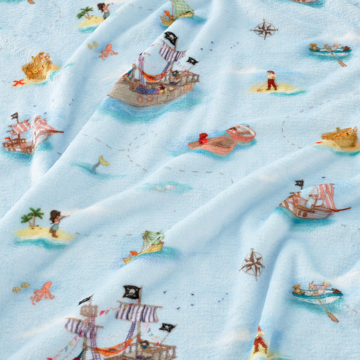 Pirates Cosy Fleece Blanket Throw blue, BELLE & BOO