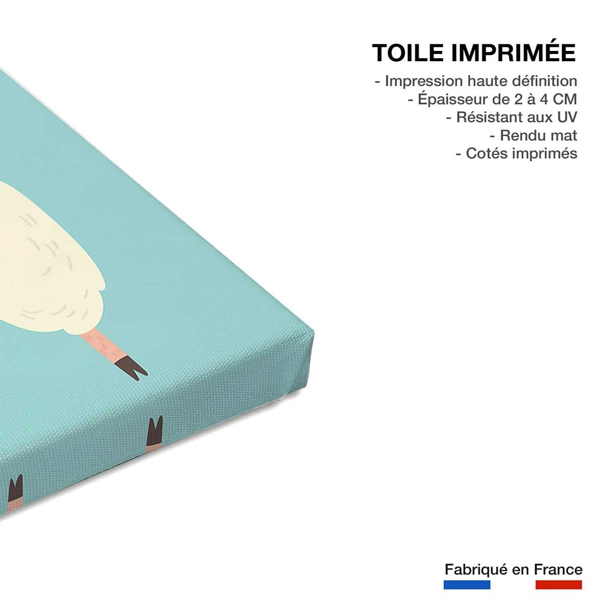 Tableau enfant lamas toile imprimée, HEXOA