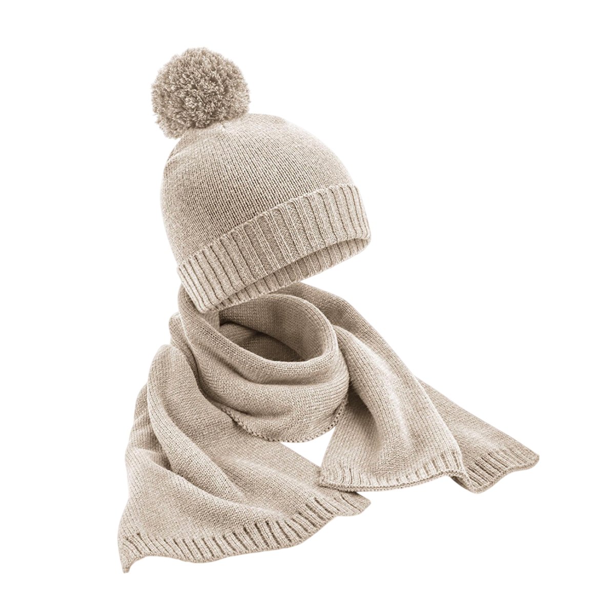 Ensemble écharpe et bonnet blanc cassé tacheté, BEECHFIELD