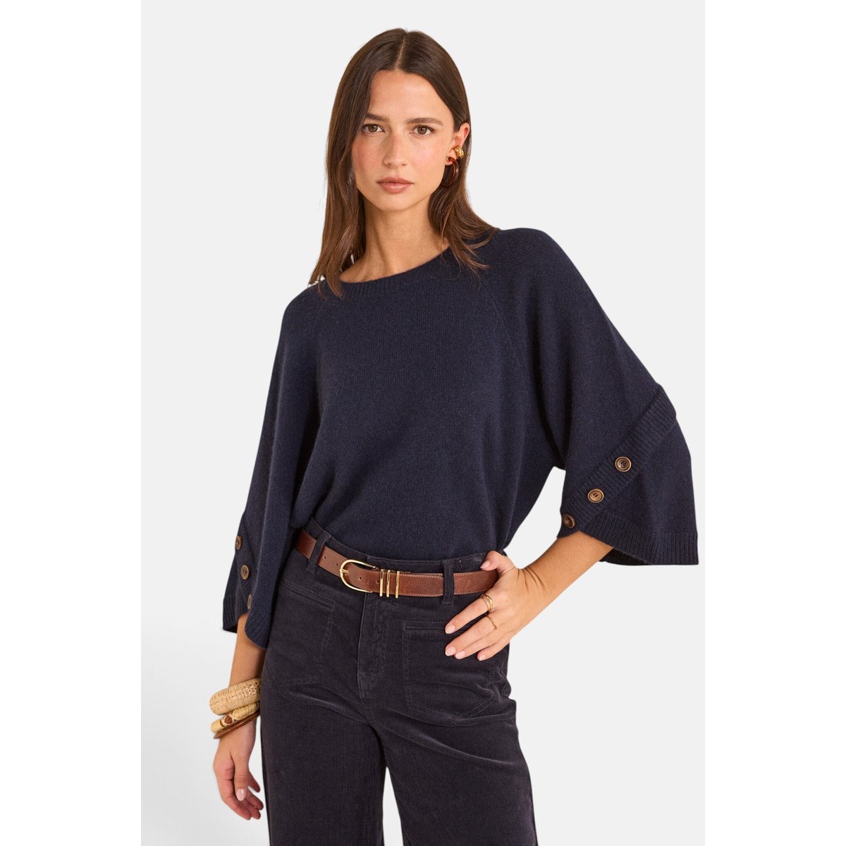 Pull en maille style cape ALYA marine, Maison 123