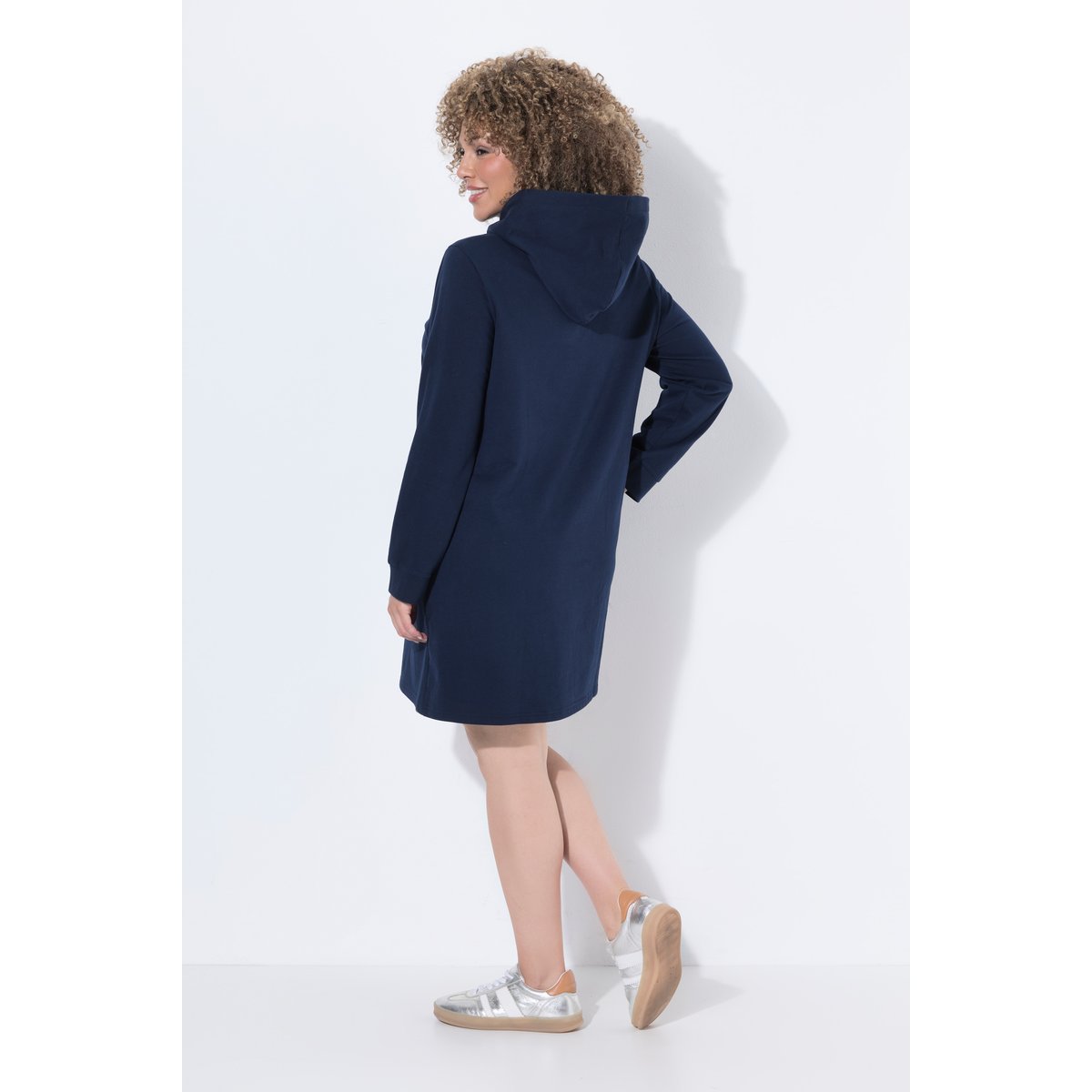 Robe en molleton à capuche, coupe évasée marine, ULLA POPKEN