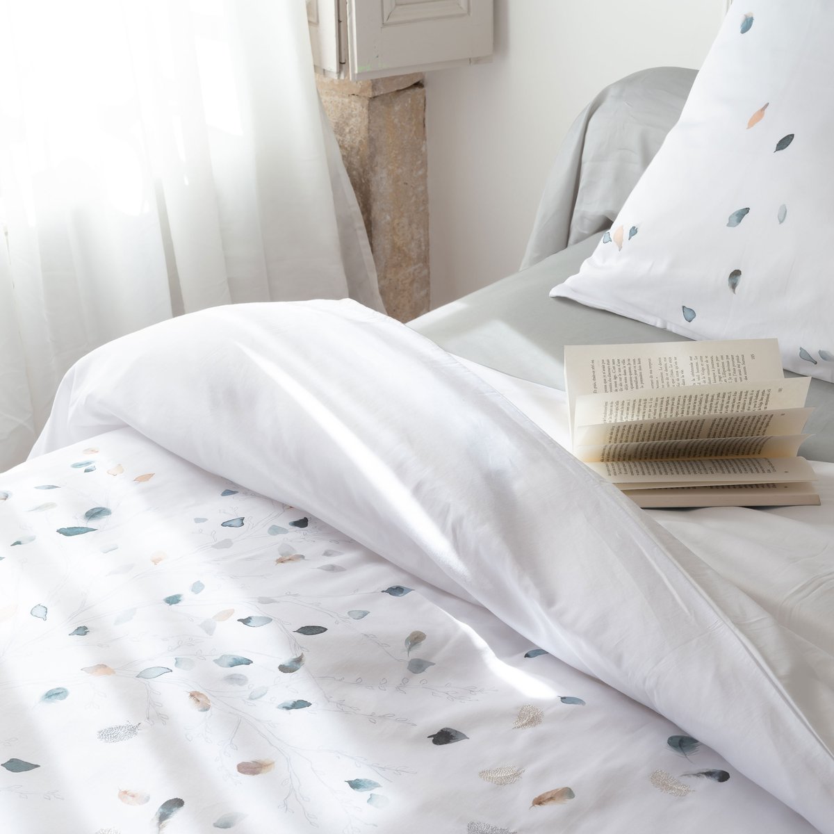 Housse de couette Imprimé EQUINOXE imprimé, CARRE BLANC