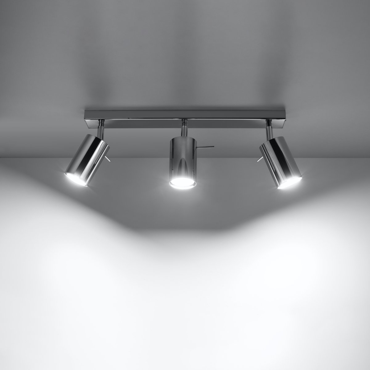 Plafonnier Acier Chrome GU10 3 Ring gris, EDEN