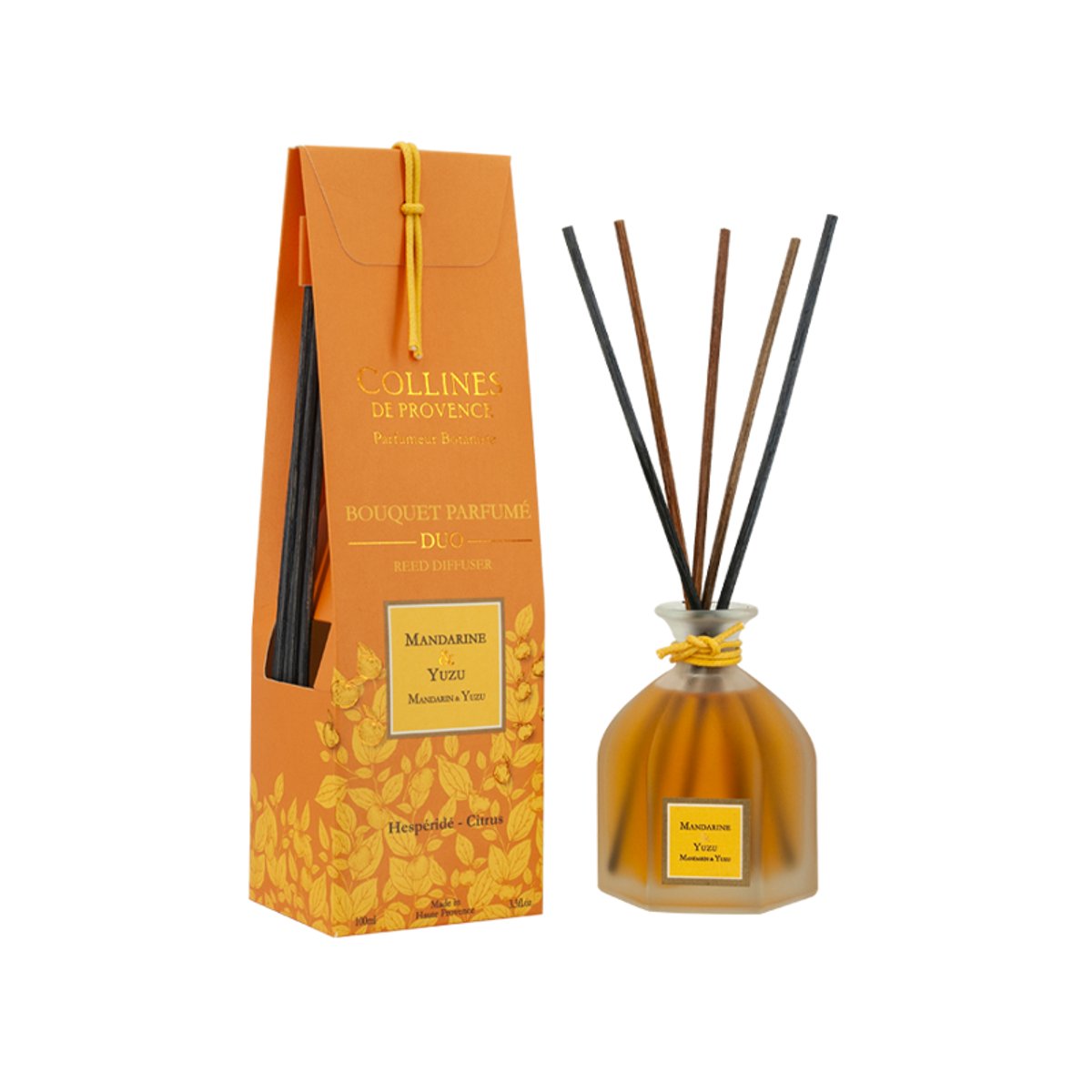 Diffuseur de parfum Coloré  MANDARINE & YUZU orange, COLLINES DE PROVENCE