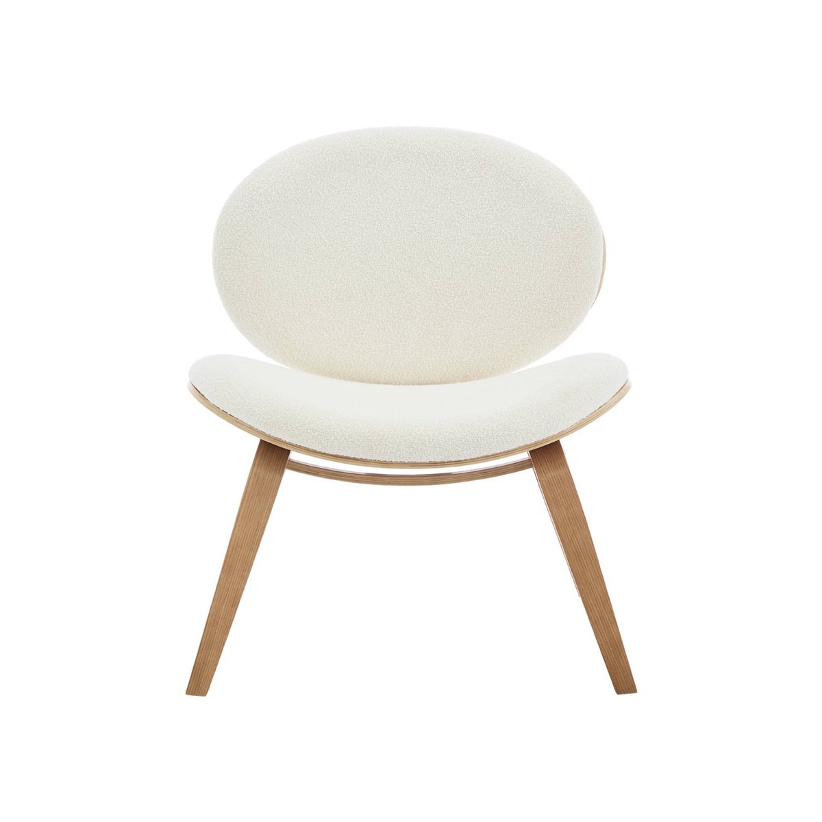Fauteuil relax décor bois courbé et bouclette texturée INES noyer, SWEEEK