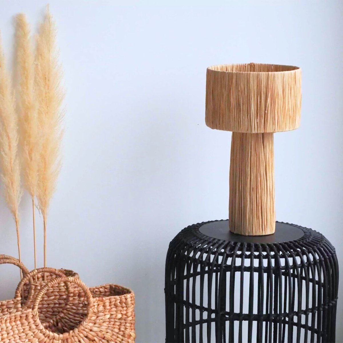 Lampe à poser en raphia ROSY naturel, HYDILE