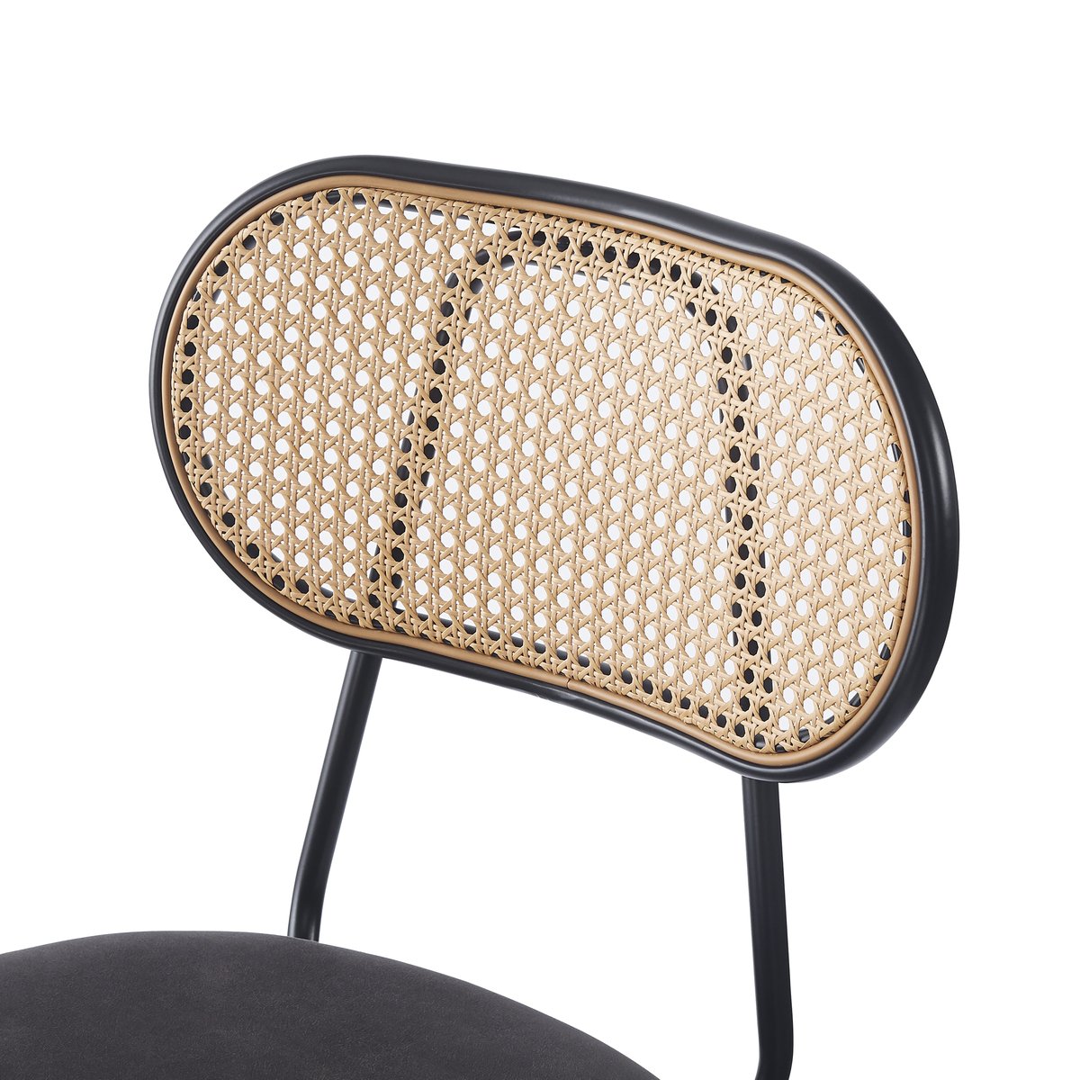 Lot de 2 tabourets de bar en cannage OREBRO noir, NORDLYS