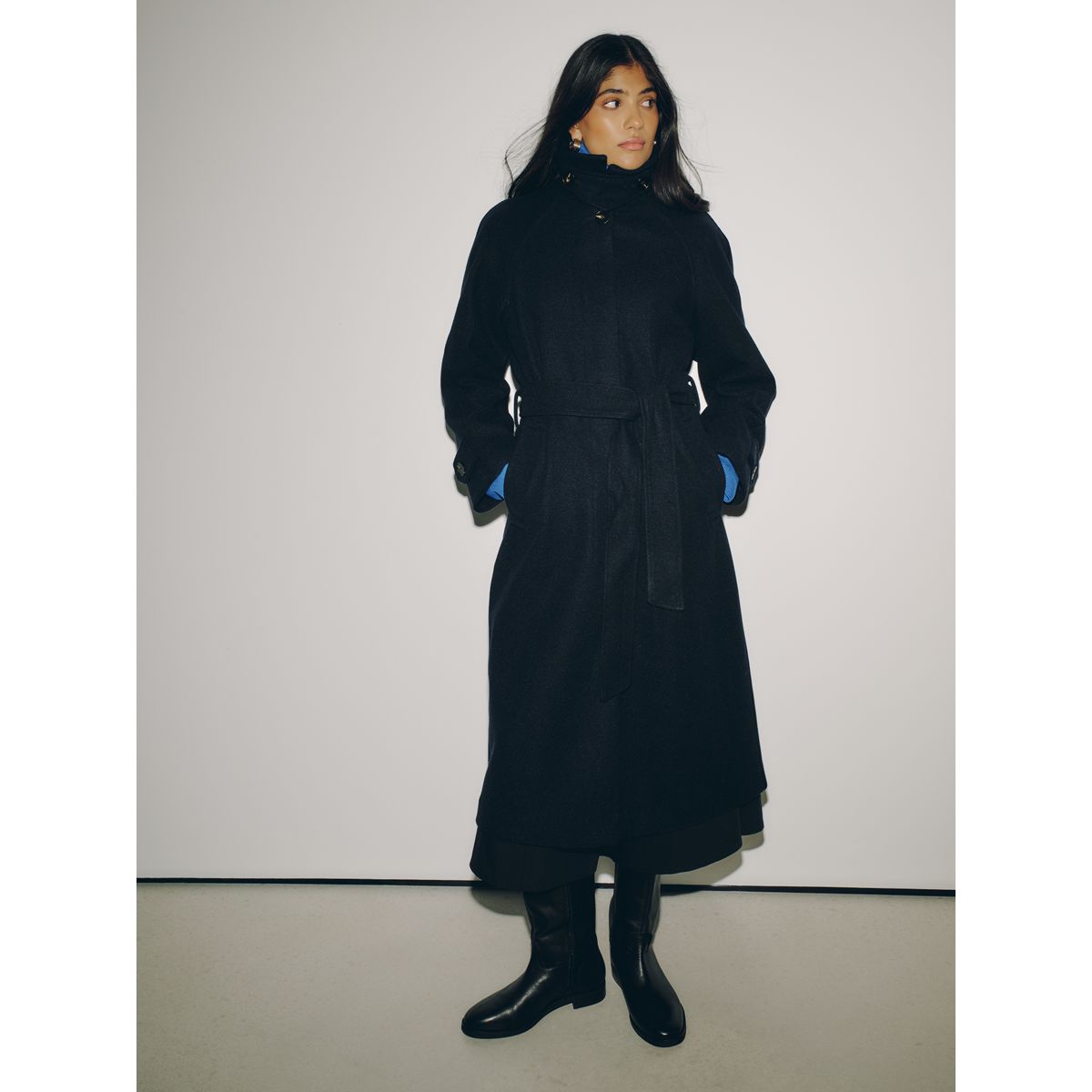 Manteau non doublé avec ceinture bleu marine, NEXT