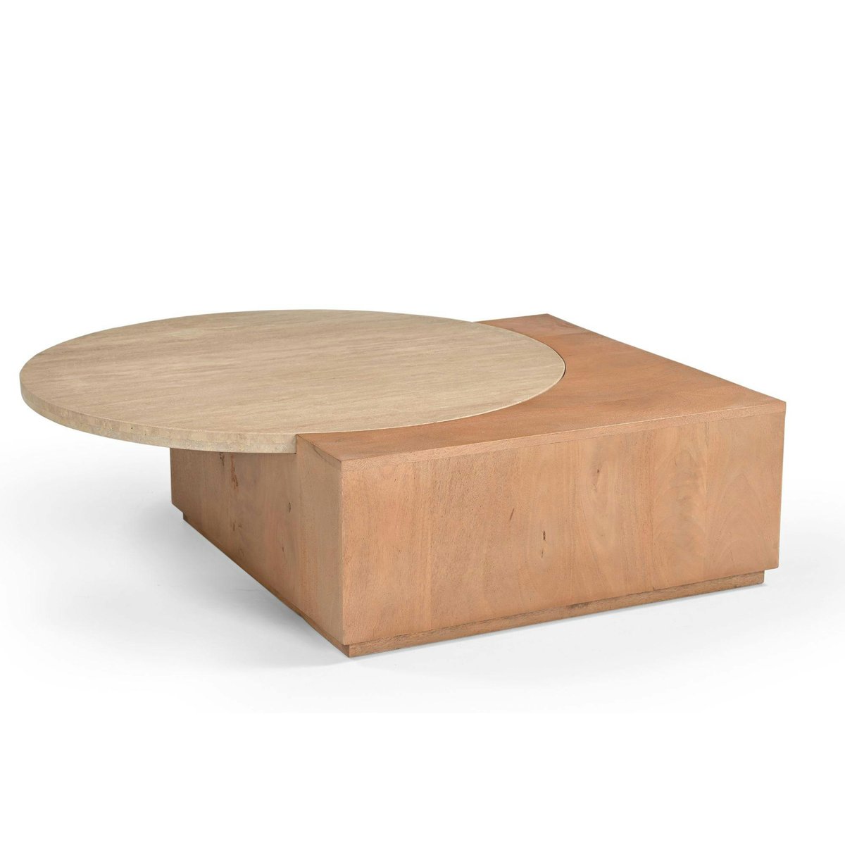 Table basse travertin et bois style design DUOMO beige, PIER IMPORT