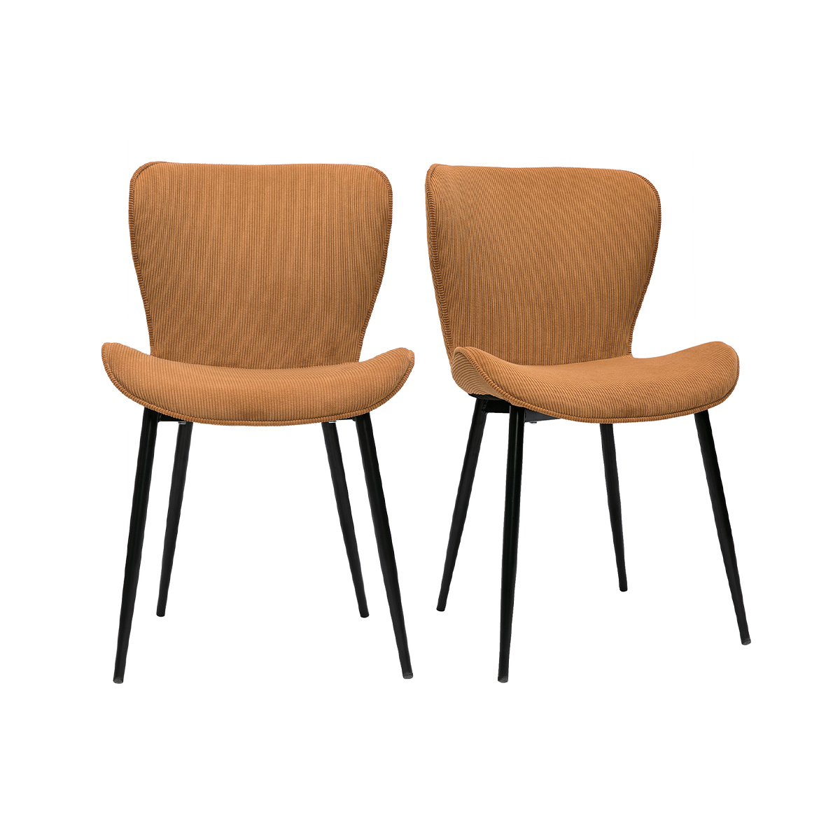 Chaises design en tissu velours côtelé vert kaki et métal noir (lot de 2) ADDICT jaune, MILIBOO