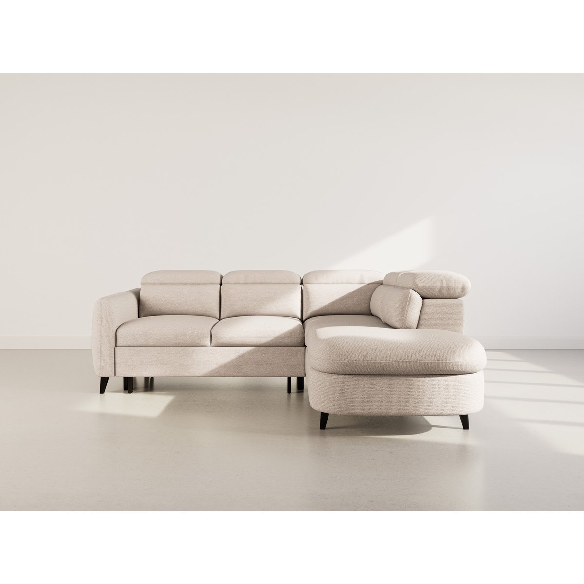 Canapé angle droit convertible tissu texturé, OPALINE beige, BEST MOBILIER