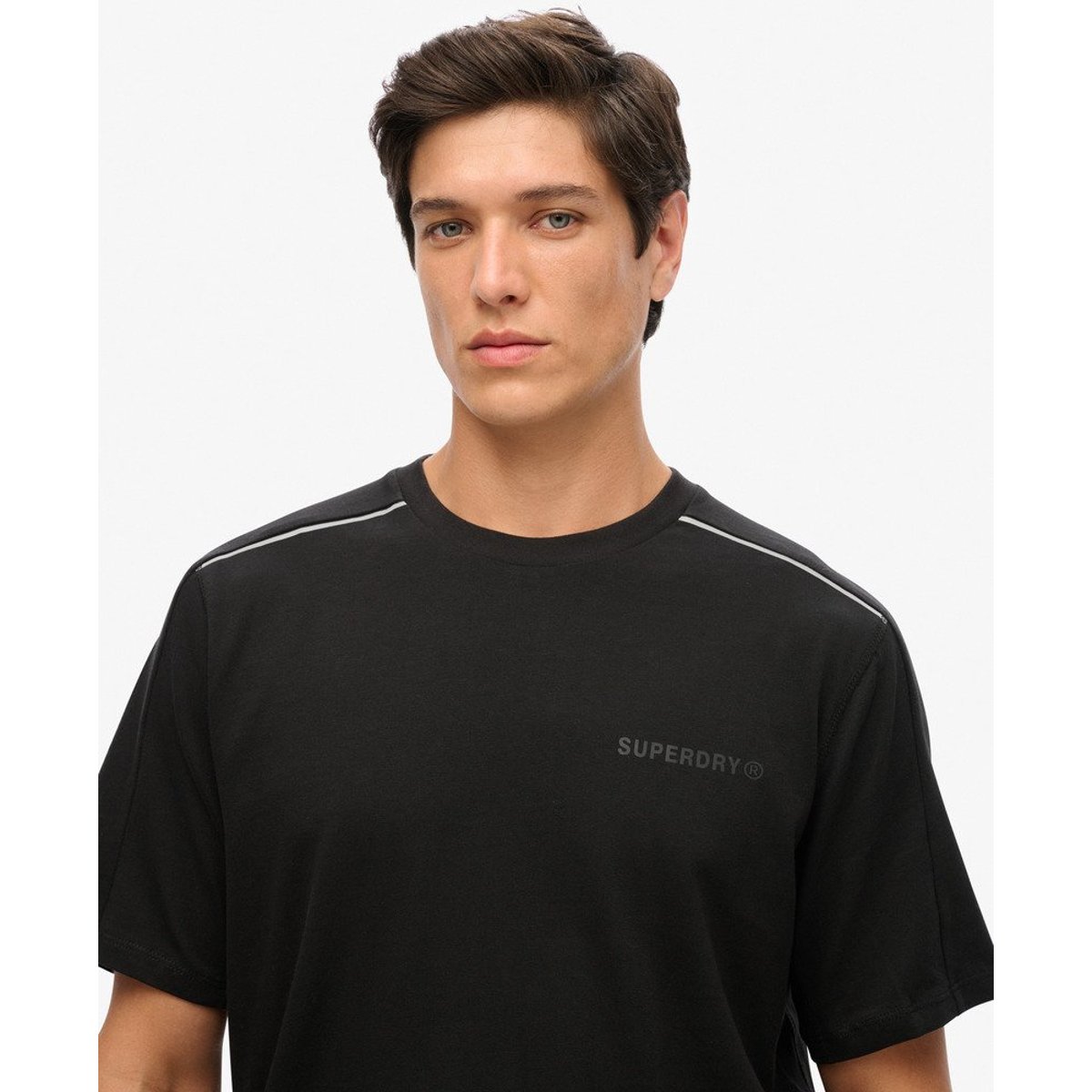 T-shirt décontracté à logo Tech noir/réfléchissant, SUPERDRY