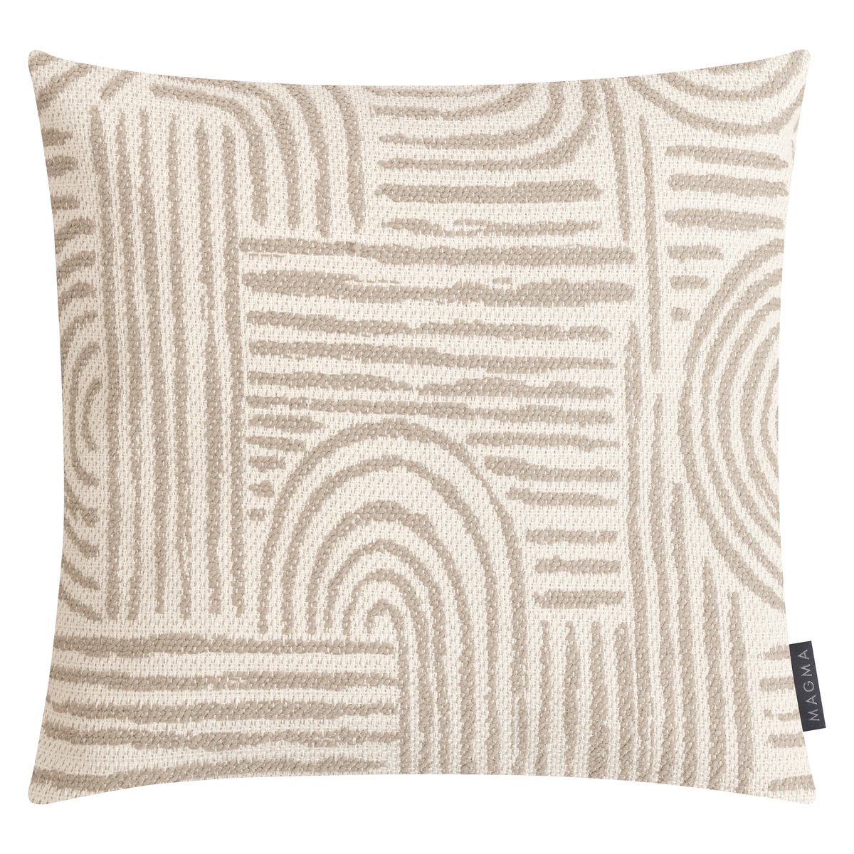 Housse de coussin d'extérieur jacquard PAROS taupe et beige, MAGMA HEIMTEX