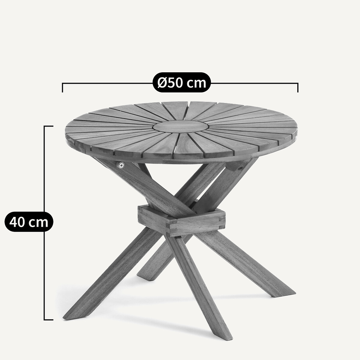 Mesa de centro redonda de jardim em acácia, Jakta natural/preto, AM.PM