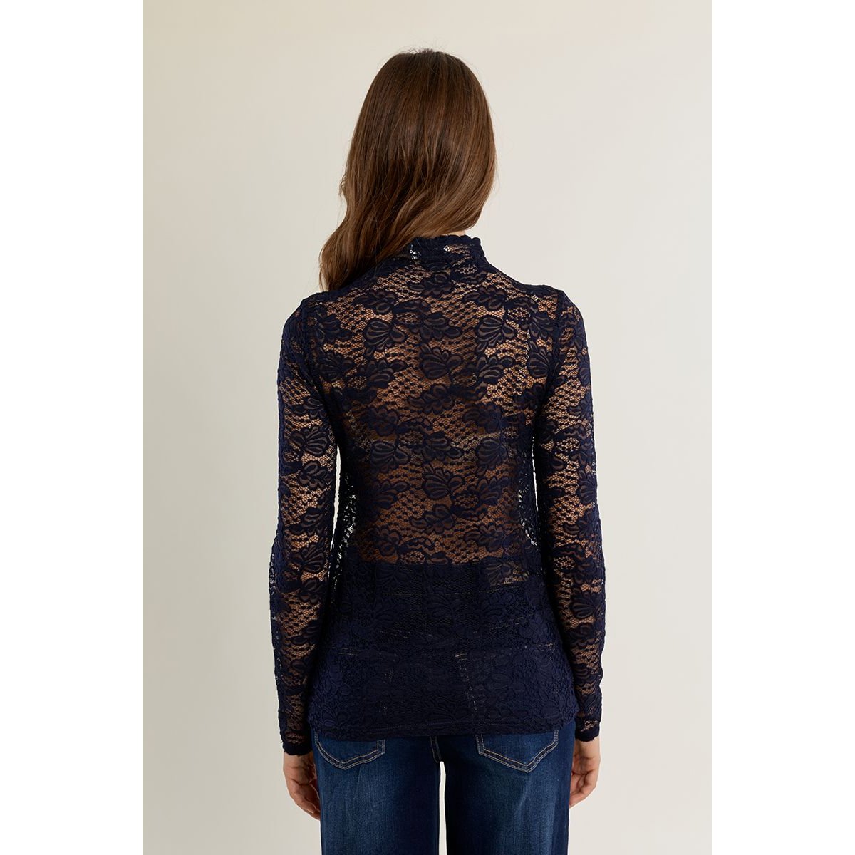 Sous-pull en dentelle navy blue, MOLLY BRACKEN
