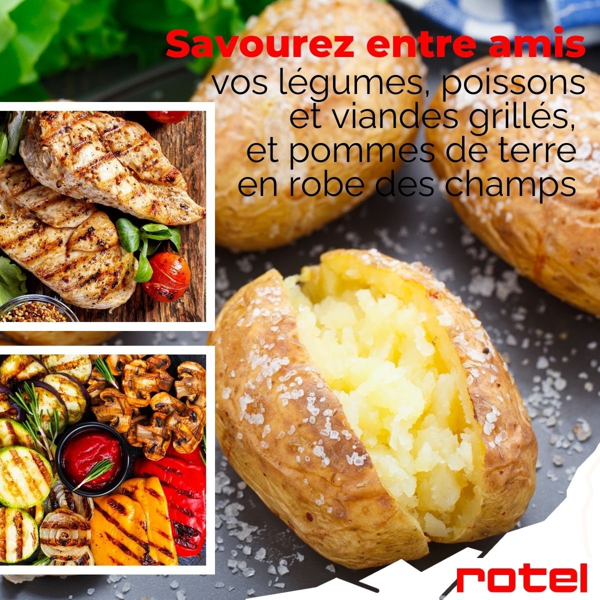 Torréfacteur à marrons, crêpière et grill électrique noir, ROTEL