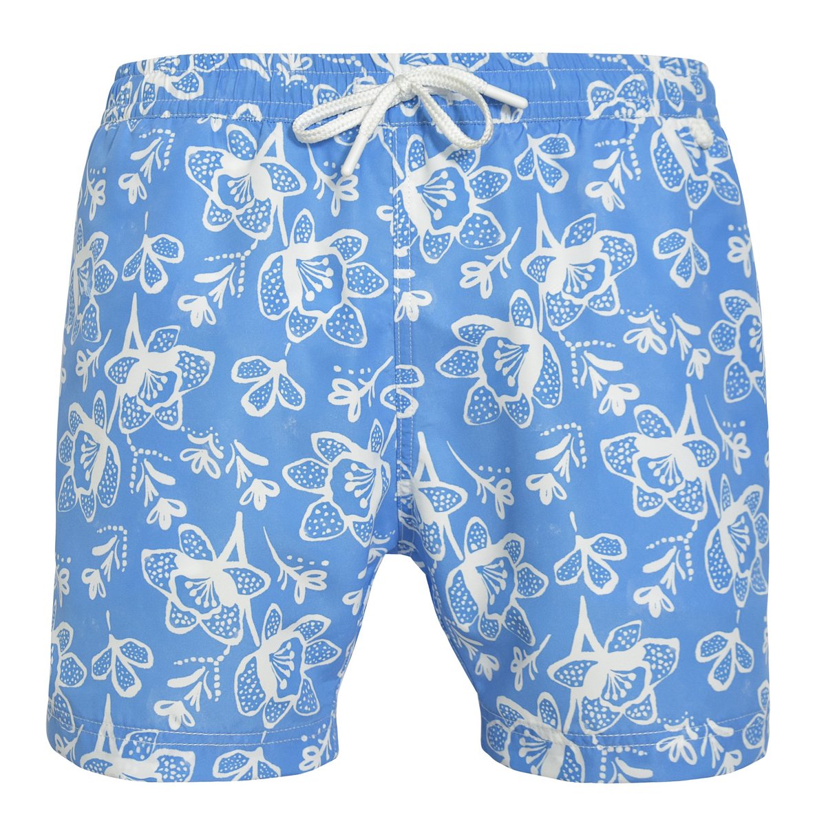 Short de bain MONTAUK 2507 White flowers bleu, LES LOULOUS DE LA PLAGE