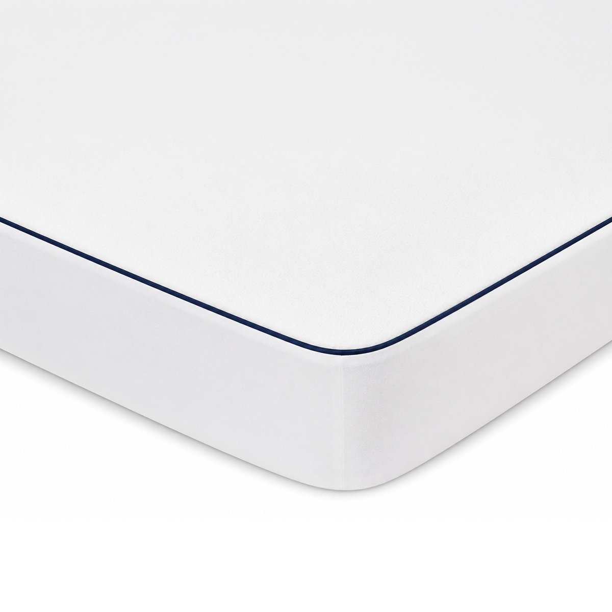 Protège matelas molleton absorbant - passepoil marine blanc, DROUAULT