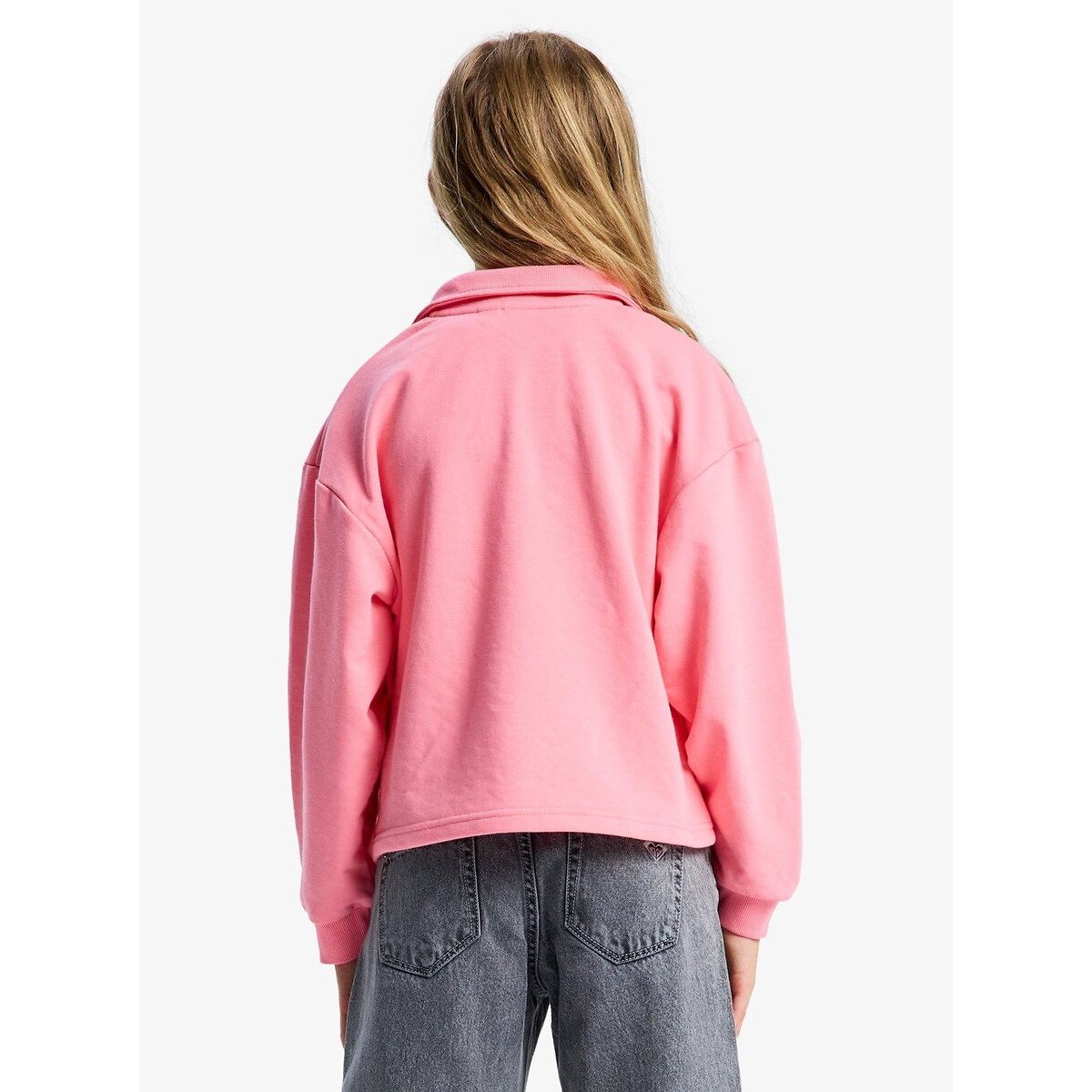 Sweater met schipperskraag, fleece roze, ROXY