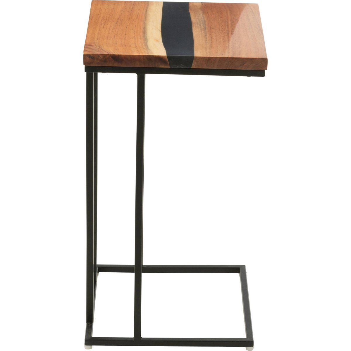 Table d'appoint carrée bois et résine bois d'acacia naturel et noir profond, RECOLLECTION