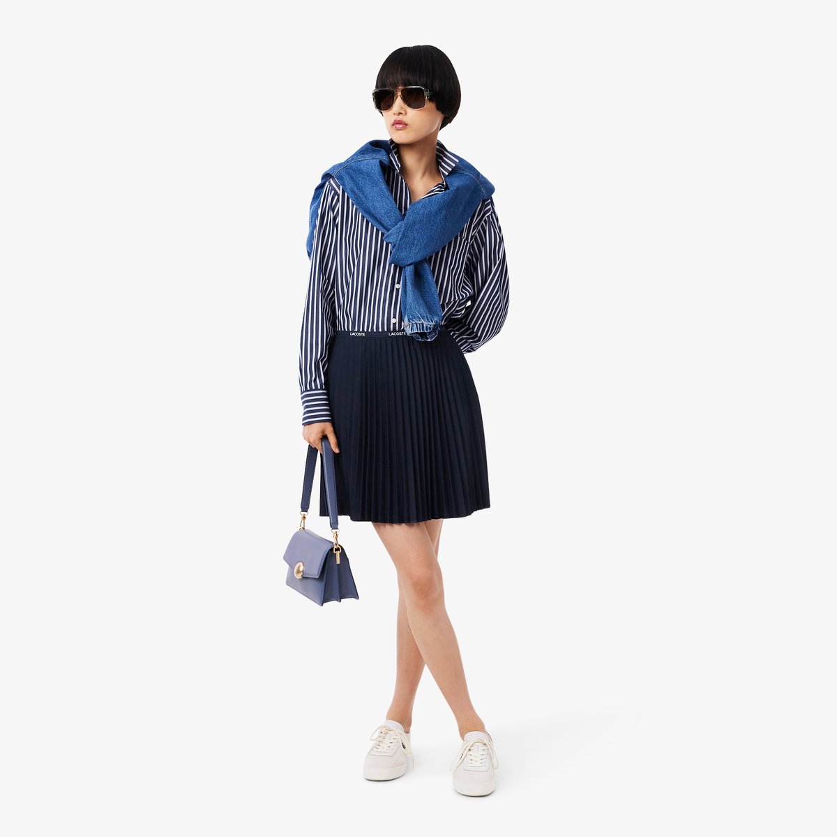 Jupe courte plissée bleu-166, LACOSTE