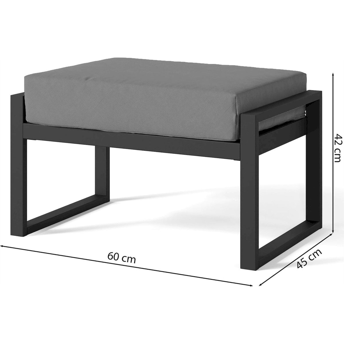 Pouf de jardin tissu déperlant DYWILLY gris et noir garden, RECOLLECTION