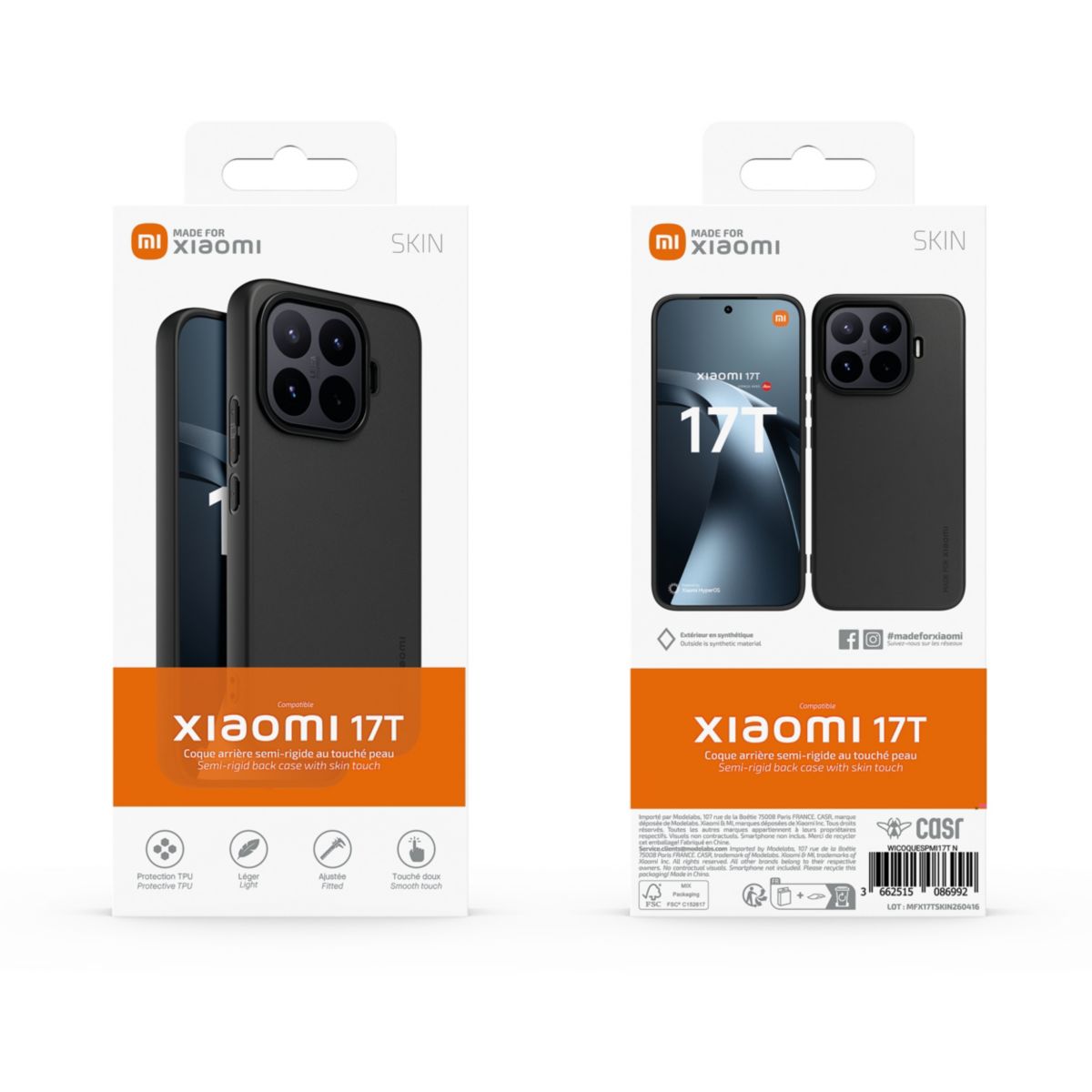 Coque Xiaomi 17T Coque premium Noir couleur unique, XIAOMI