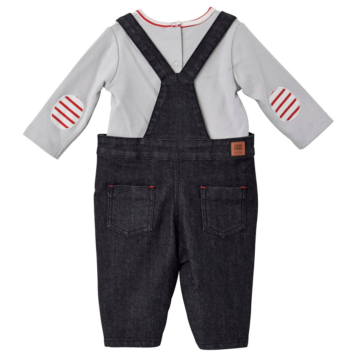 Ensemble salopette t shirt baptistin sucre d'orge noir, SUCRE D'ORGE