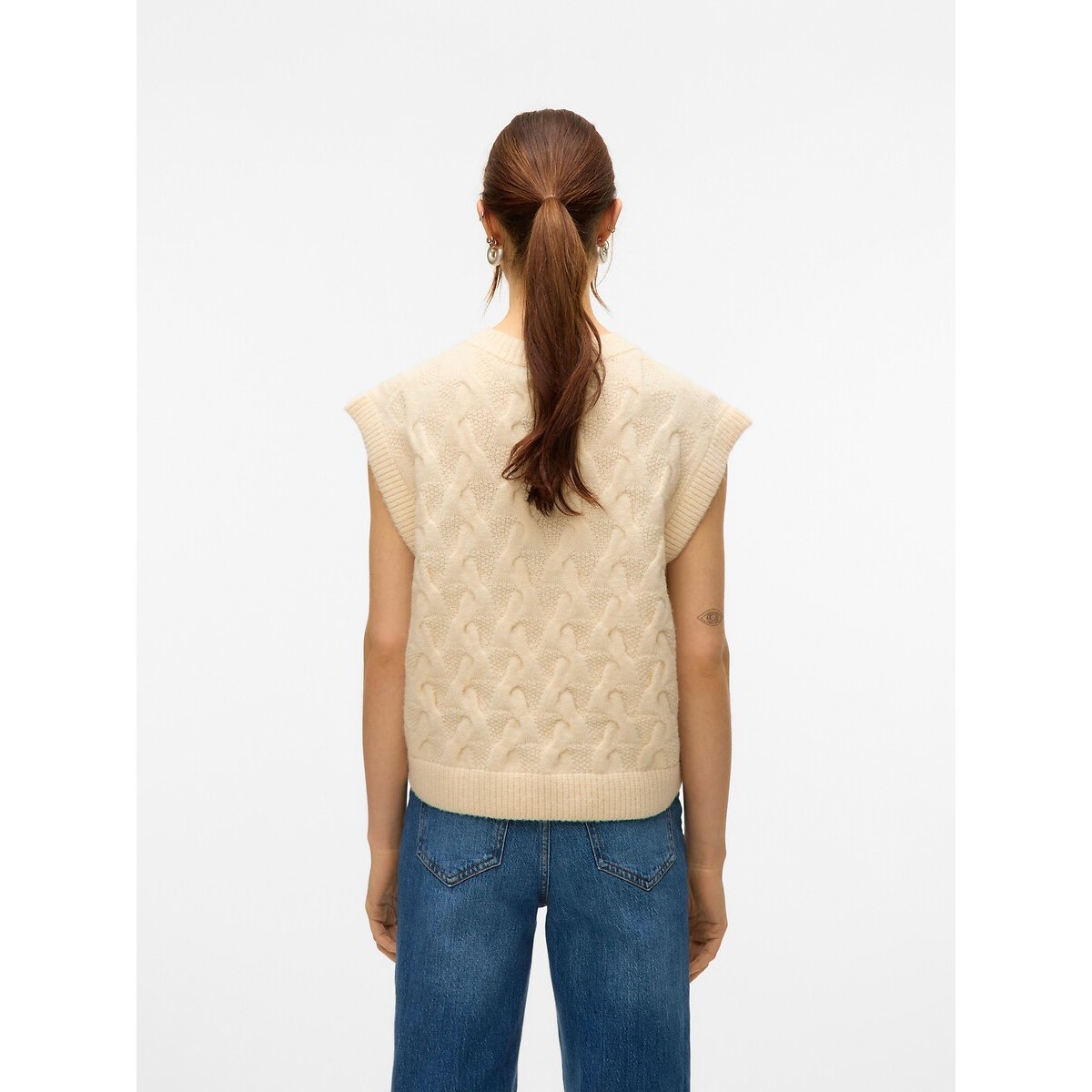 Trui met V-hals beige , VERO MODA