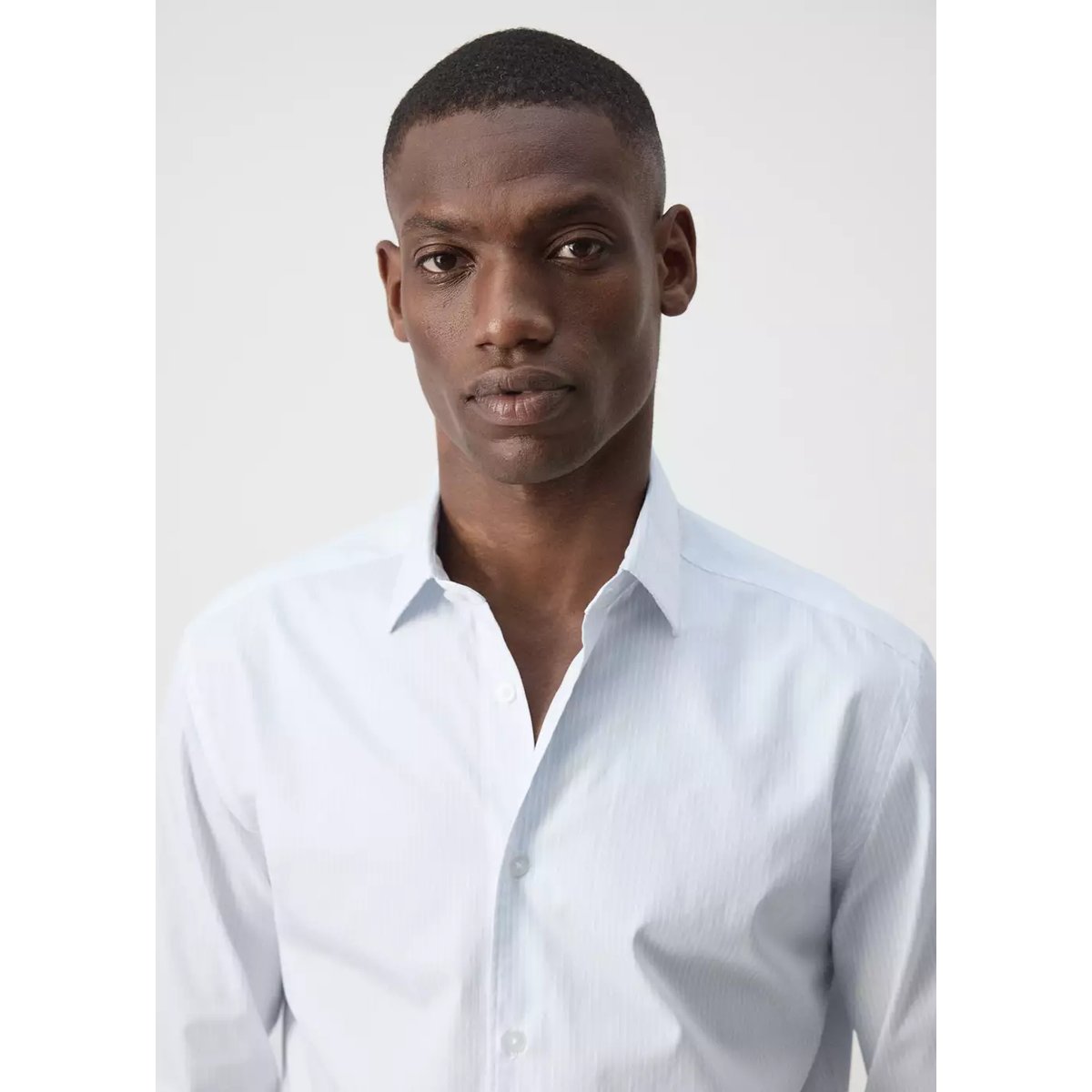 Chemise coton rayures regular-fit blanc, MANGO MAN
