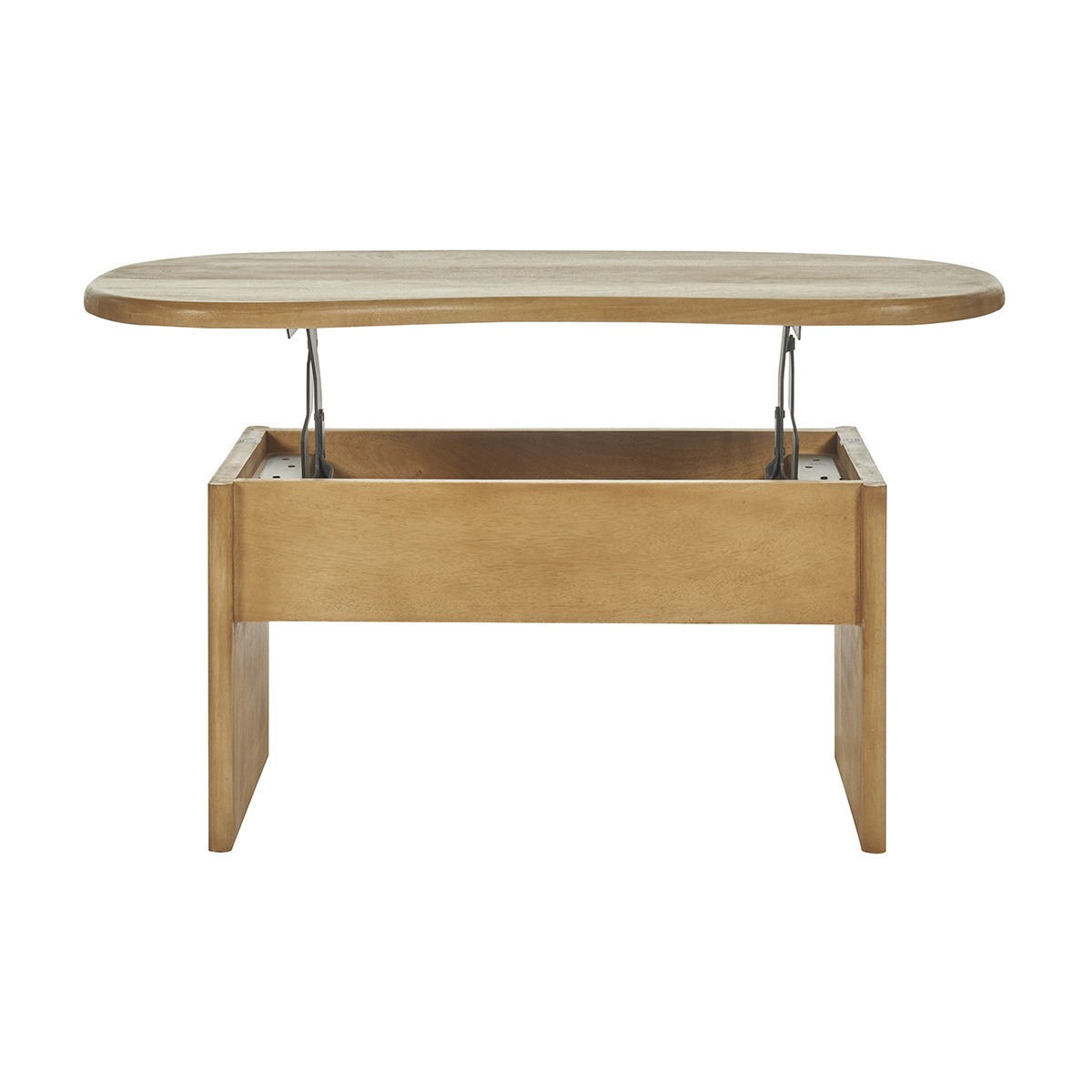 Table basse relevable design haricot avec rangement en bois manguier massif L95 cm KOKOA chêne clair, MILIBOO