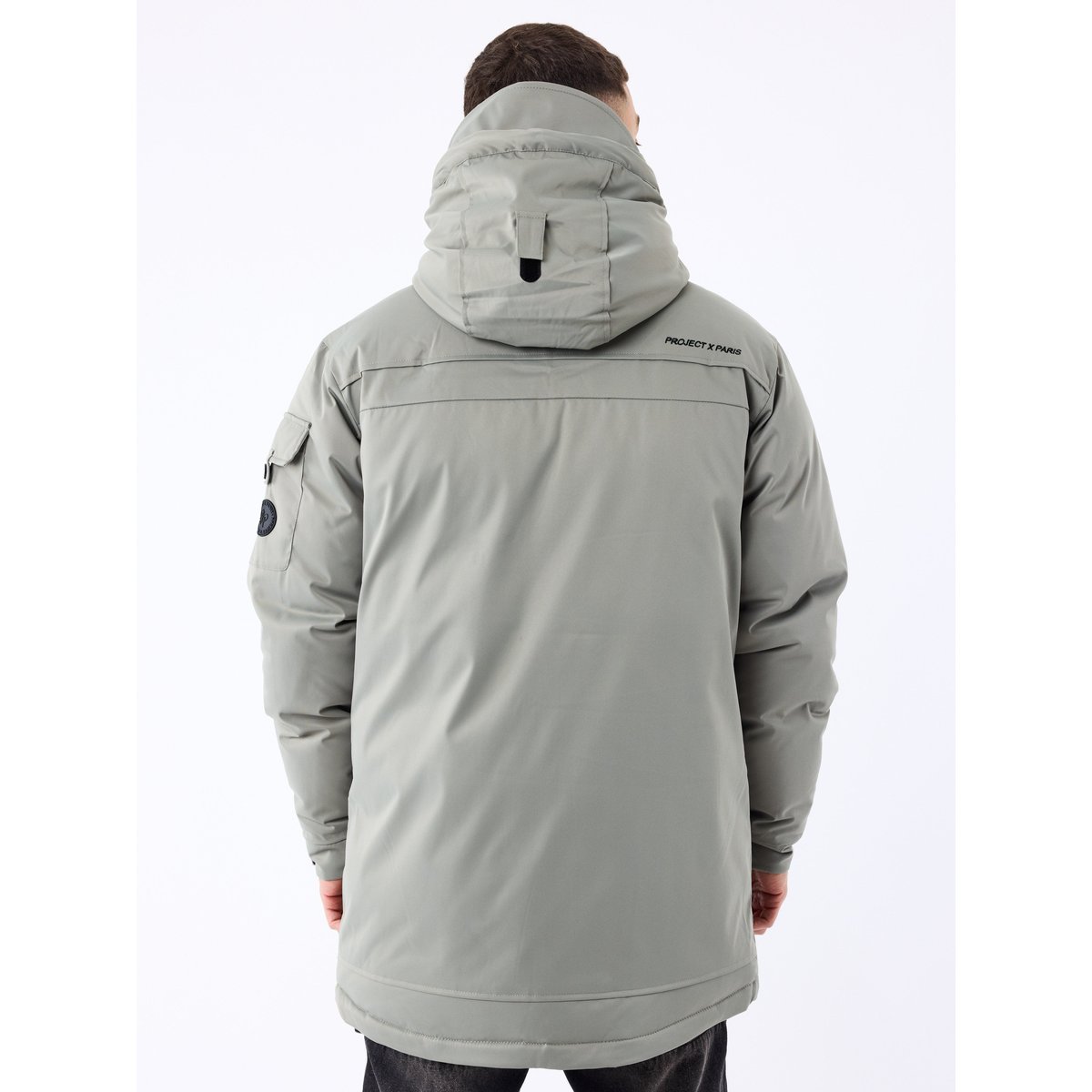 Doudoune longue multipoches khaki clair, PROJECT X