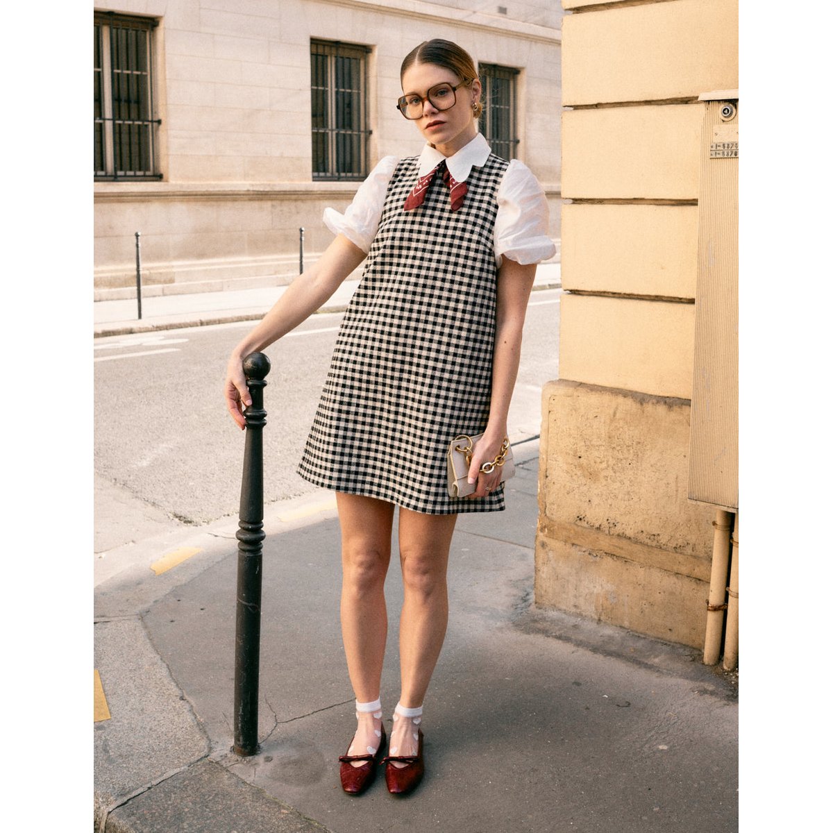 Ballerines ETEL cuir plissé bordeaux, ODAJE