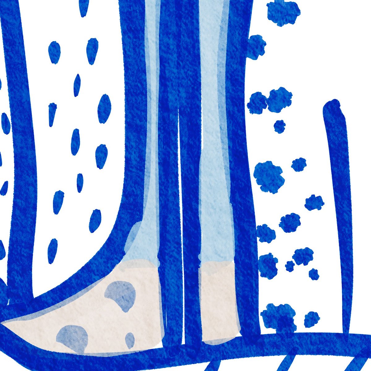Papier peint léopards stylisés bleu et blanc esprit illustration bleu, HEXOA