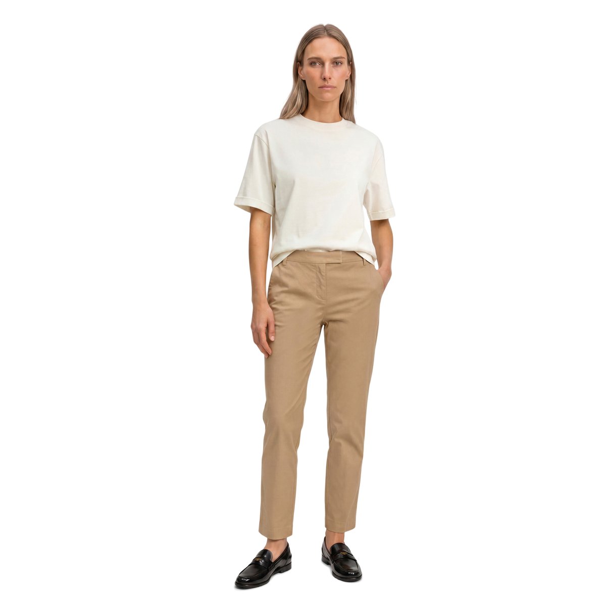Pantalon modèle Torne Tailored en sergé de coton élastique marron, MARC O'POLO
