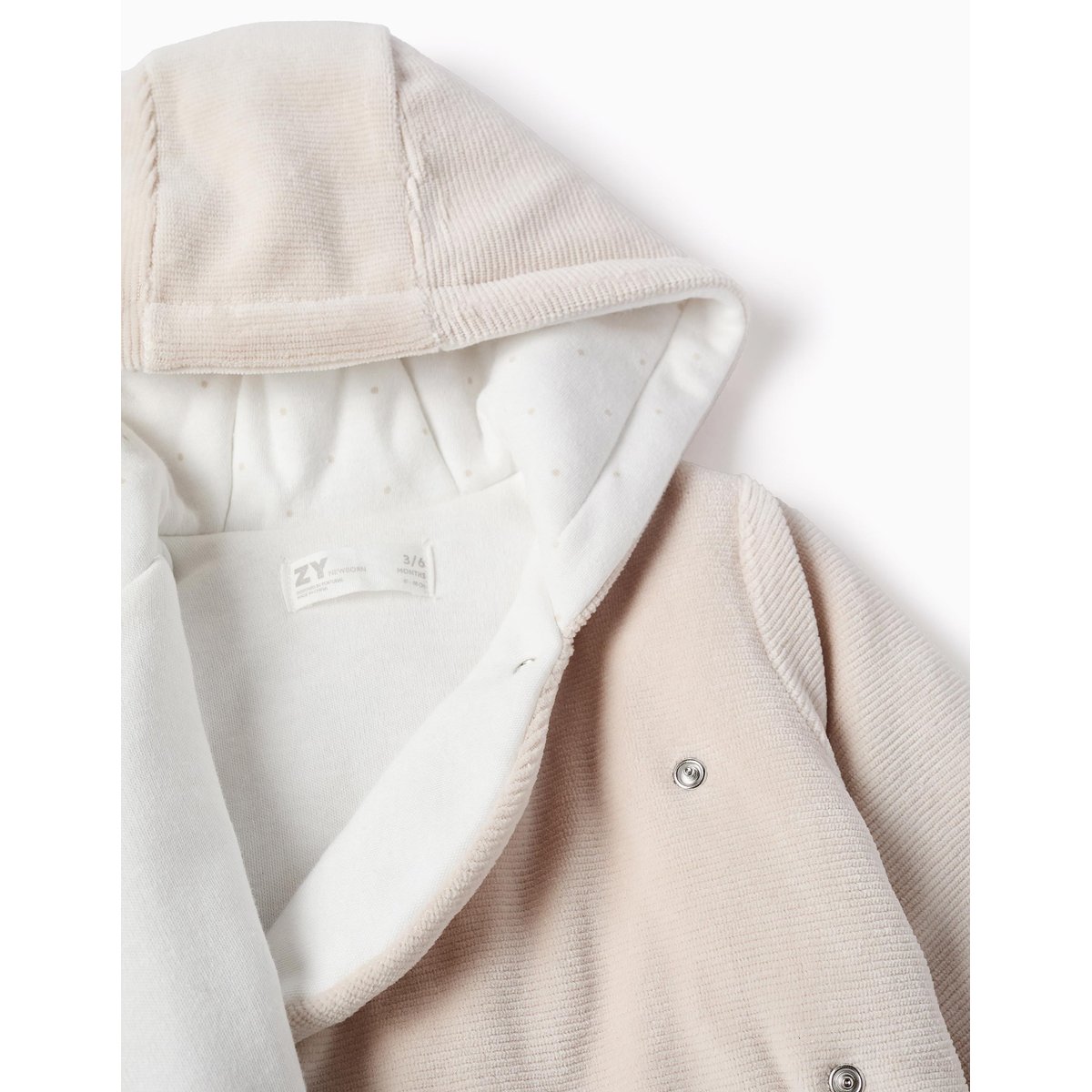 Veste matelassée en velours avec capuche et doublure gris clair, ZIPPY